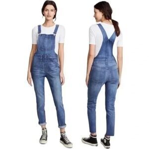 Madewell Blue Denim Overalls Size Large Adjustable Straps Stretch F0077 2016
